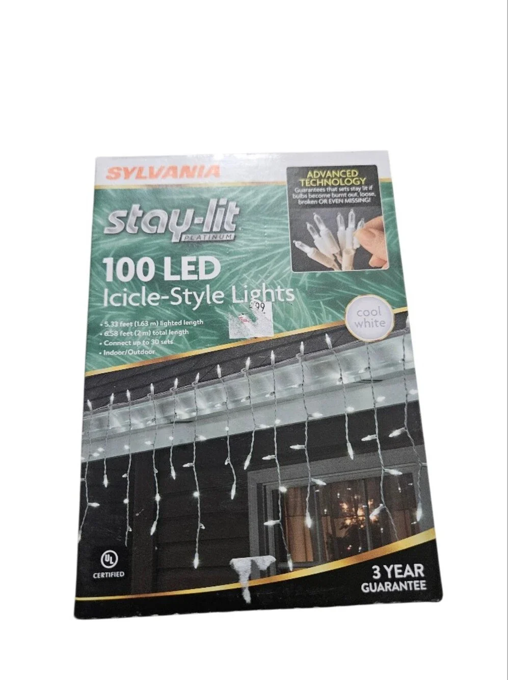 Sylvania 100 LED Icicle Stlye Lights Cool White!